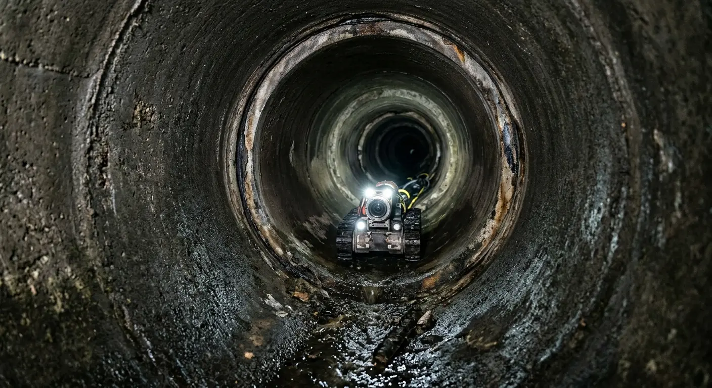 Robotic sewer camera inspecting pipe interior for Sewer Line Repair in Newburgh